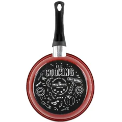 Poêle ronde inscription Healthy Cooking rouge et noir