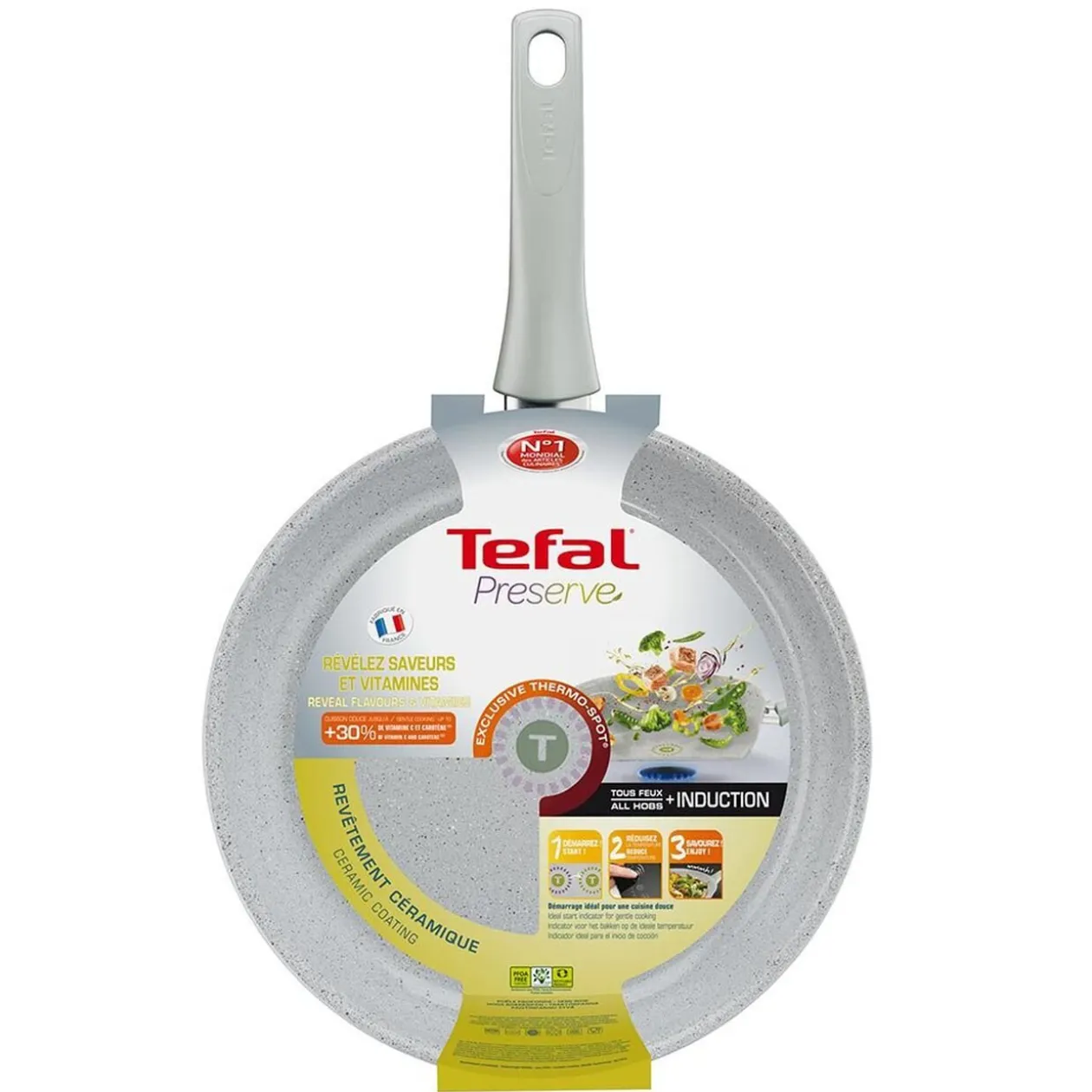 Poêle tefal Preserve en céramique avec indicateur thermo-spot ø 28 cm