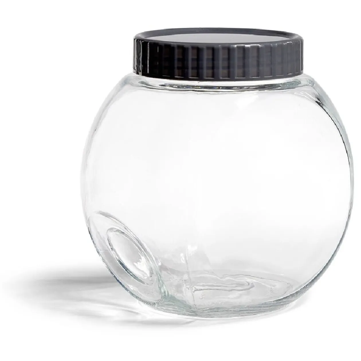 Pot en verre transparent avec couvercle plastique - 17,5x12,5xH.17cm