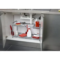 Rangement sous évier extensible argenté