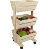 Resserre légume en bois 3 niveaux à roulettes