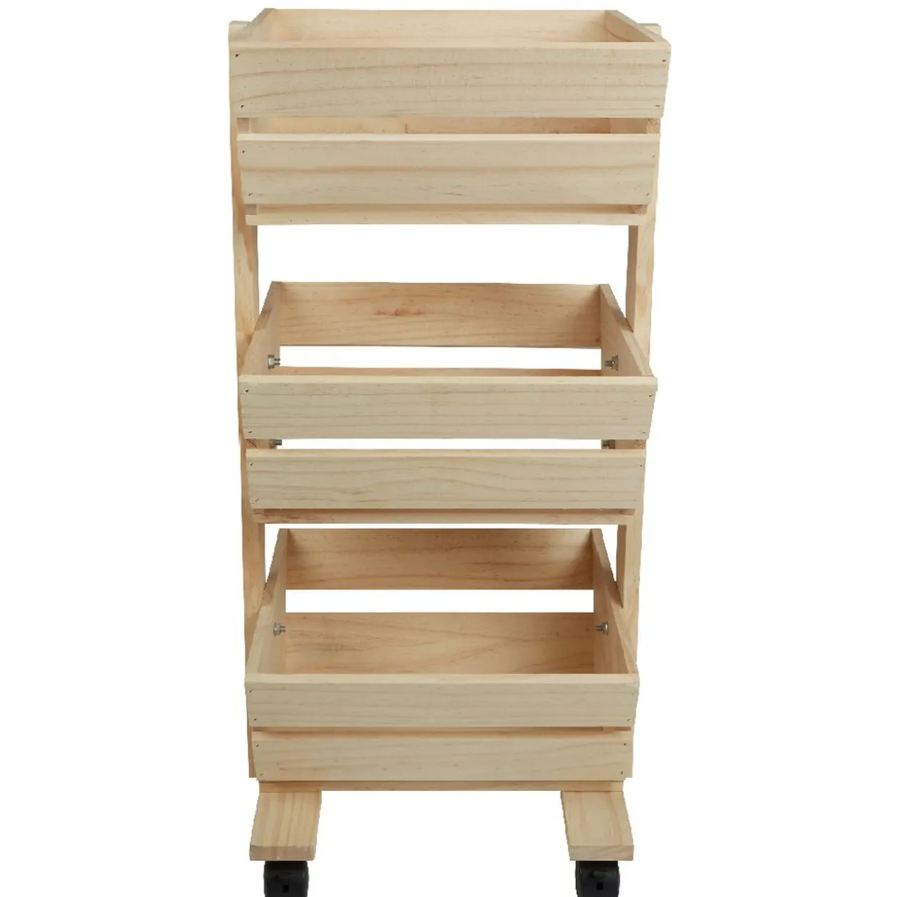 Resserre légume en bois 3 niveaux à roulettes