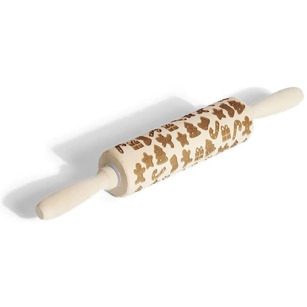 Rouleau à pâtisserie en bois gravé décor Noël Ø5x35cm