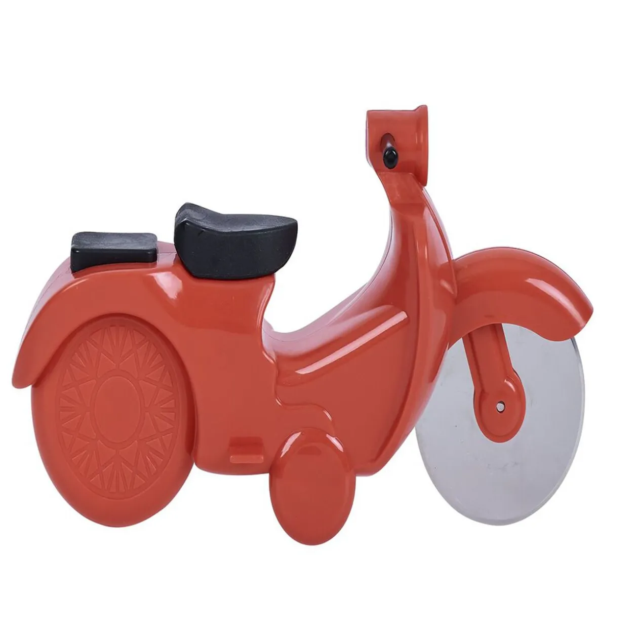 Roulette à pizza forme scooter rouge ou bleu