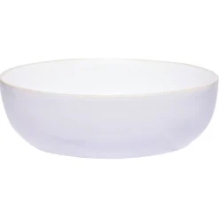 Saladier en faïence blanc avec liseré crème