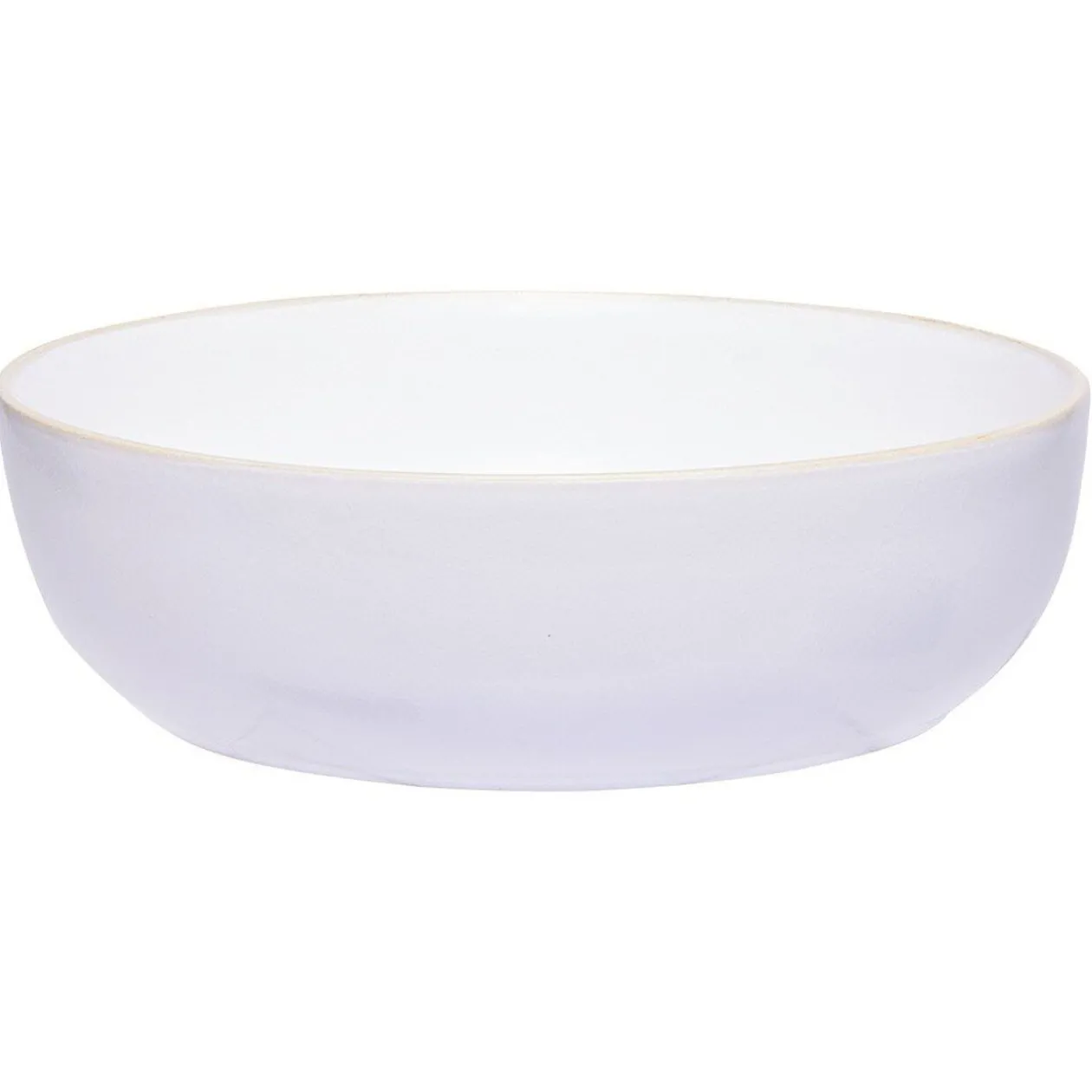 Saladier en faïence blanc avec liseré crème