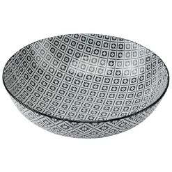 Saladier en porcelaine motif graphique coloré x2