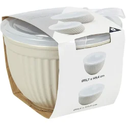 Saladier faïence x 2 avec couvercle plastique