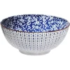 Saladier motif fleuri bleu et blanc