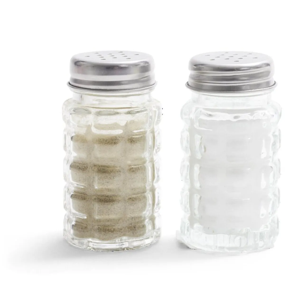 Salière et poivrière de table en verre et inox 50ml