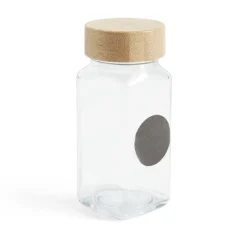 Salière/poivrière en verre et bambou 4,5x4,5xH10,5cm