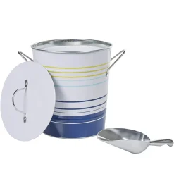 Seau à glaçons blanc rayure bleu jaune