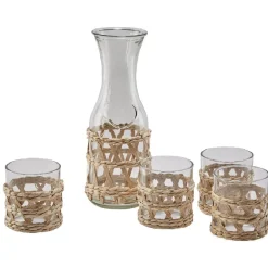 Service à boisson verre osier tressé naturel