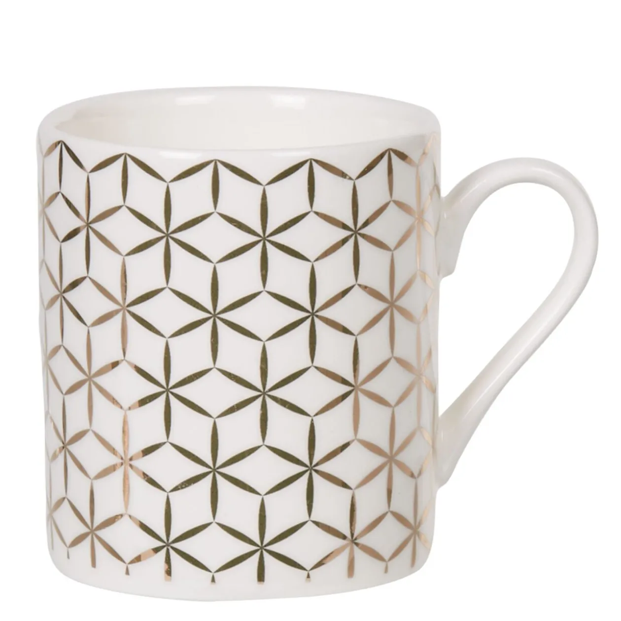 Service à café faïence blanc rose or 6 personnes