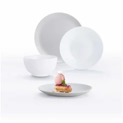 Service à vaisselle Diwali gris et blanc 16 pièces