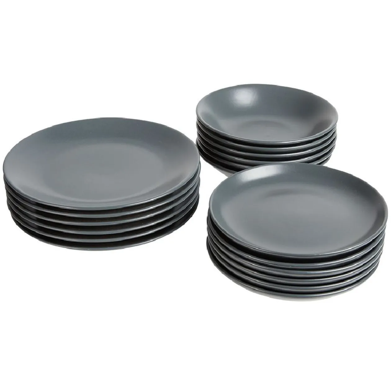 Service à vaisselle gris en faïence 18 pièces