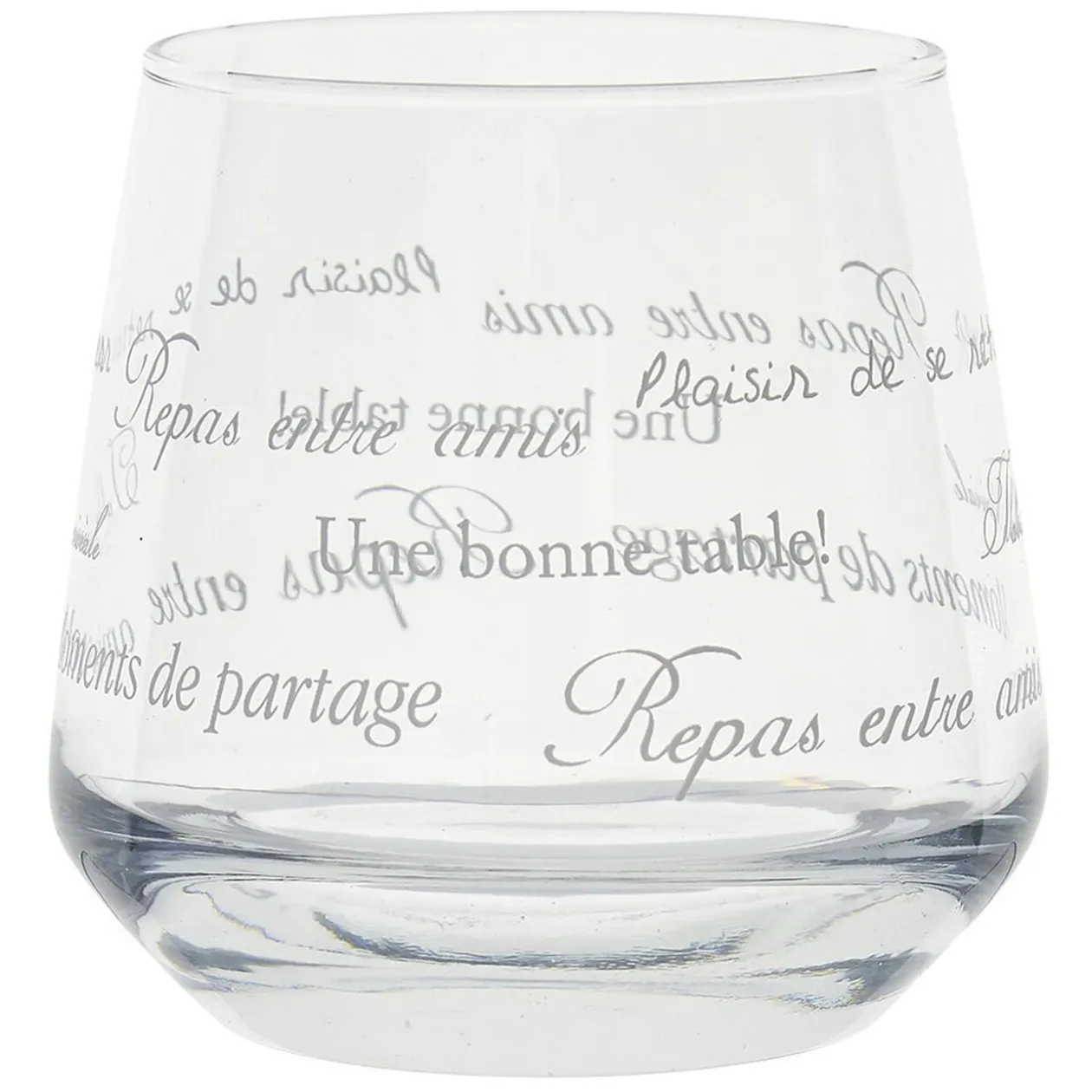 Service à verre transparent avec inscriptions phrases x12