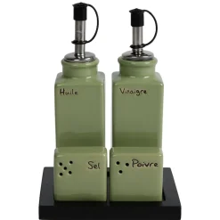 Service condiment en céramique + support