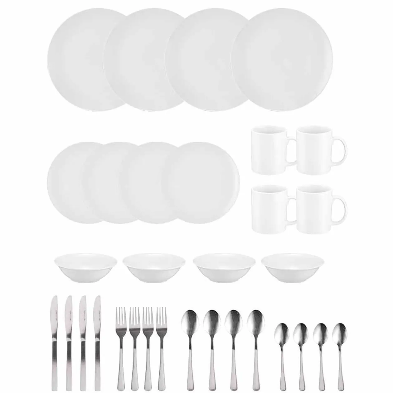 Service vaisselle blanc complet 32 pièces