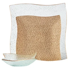 Service vaisselle doré transparent 18 pièces