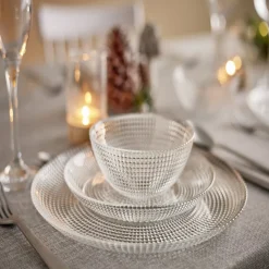 Service vaisselle en verre transparent