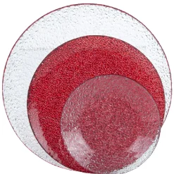 Service vaisselle rond en verre rouge transparent 18 pièces