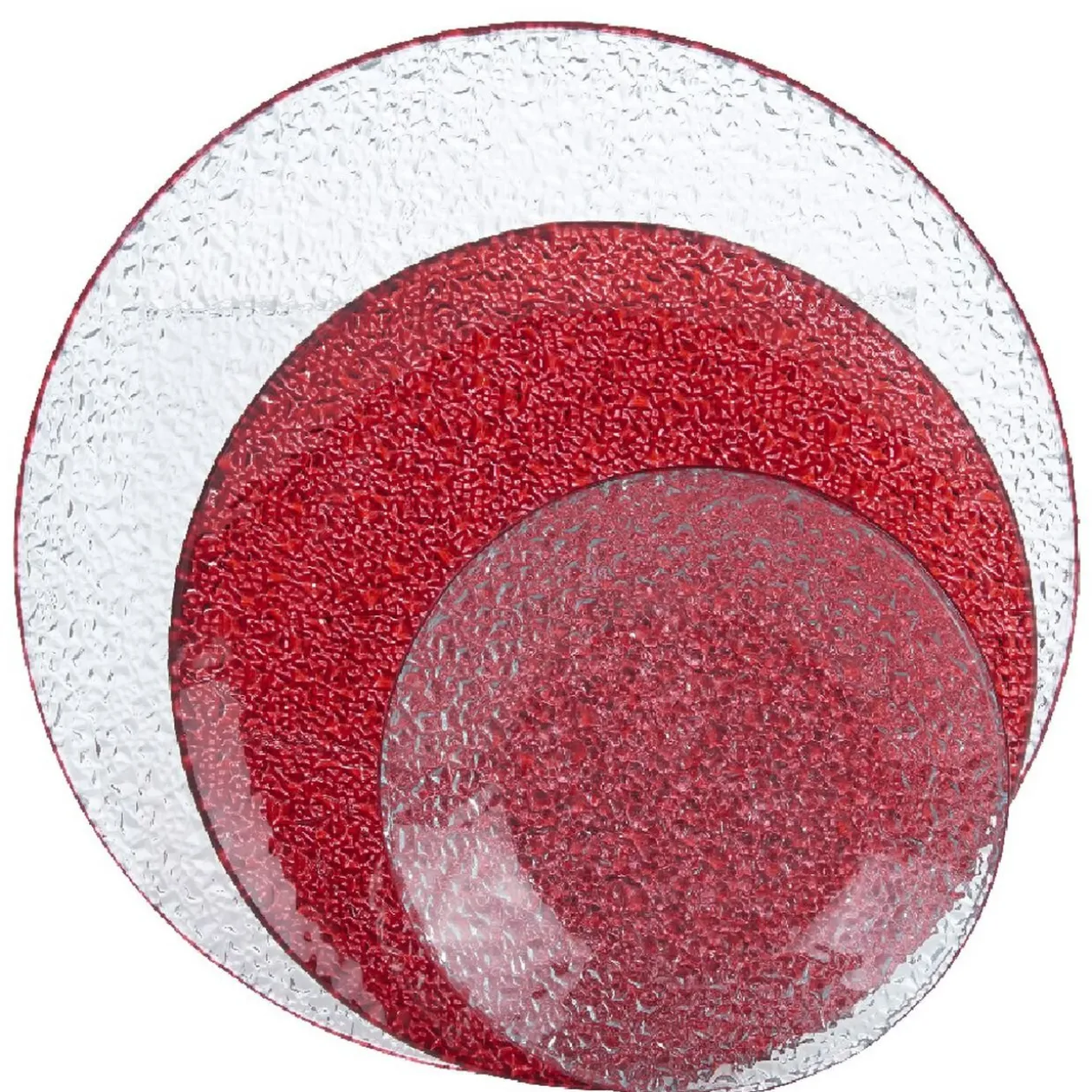 Service vaisselle rond en verre rouge transparent 18 pièces