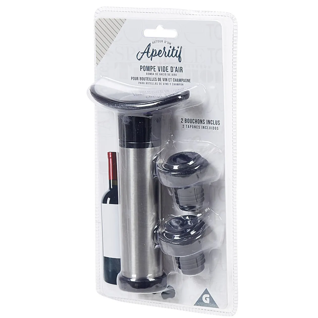 Set 1 pompe à vide + 2 bouchons à vin
