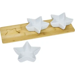 Set apéritif plateau bambou et coupelle étoile x3