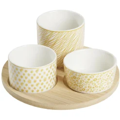Set apéro plateau bambou Ø20cm et coupelle x3