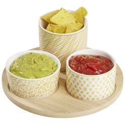 Set apéro plateau bambou Ø20cm et coupelle x3