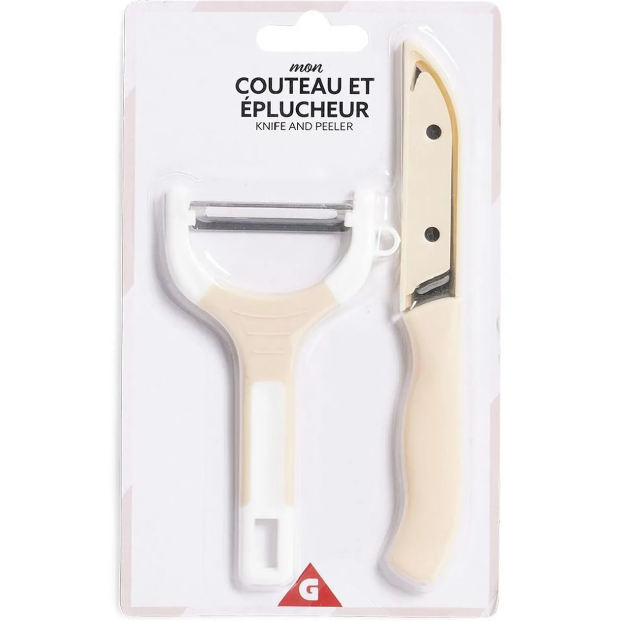 Set couteau et éplucheur inox et plastique - 3 modèles