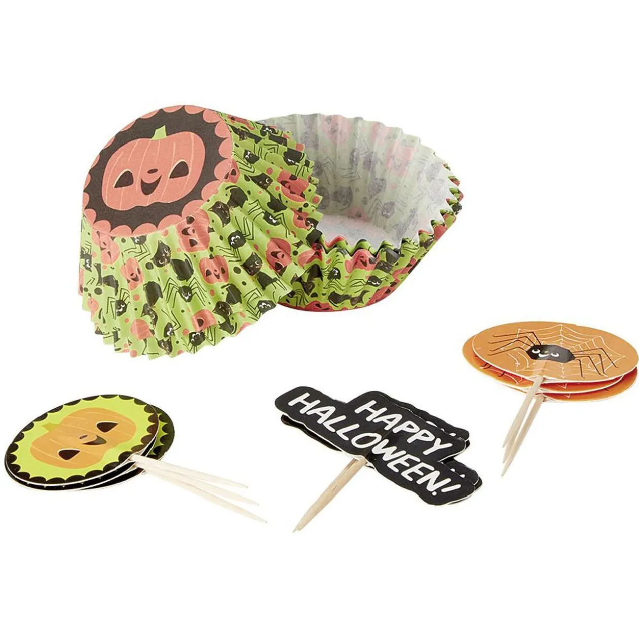 Set de caissettes à muffin + piques décor Halloween - 24 pièces