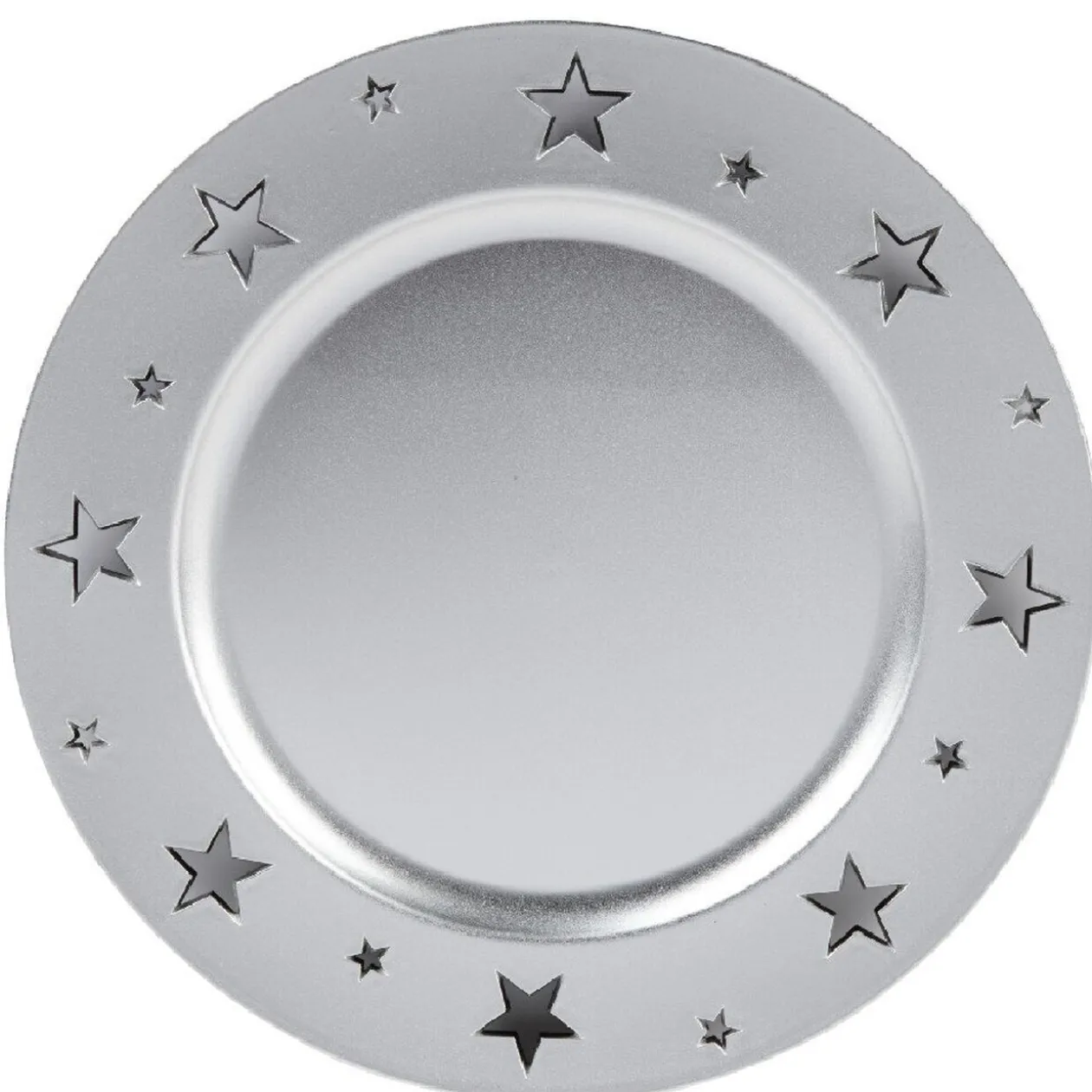 Sous assiette plastique argenté motif étoiles
