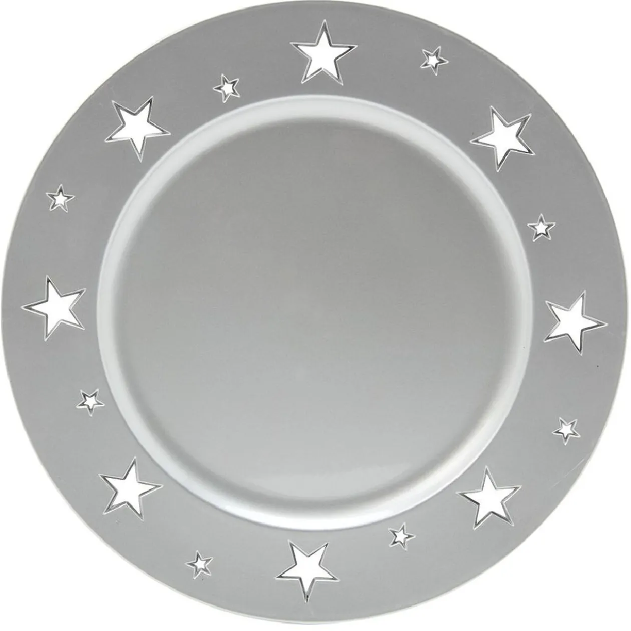 Sous assiette plastique motif étoile argenté