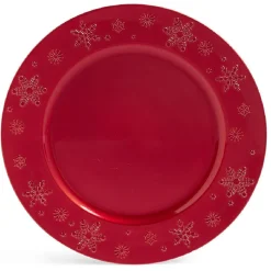 Sous assiette ronde rouge Ø33cm rebord flocon