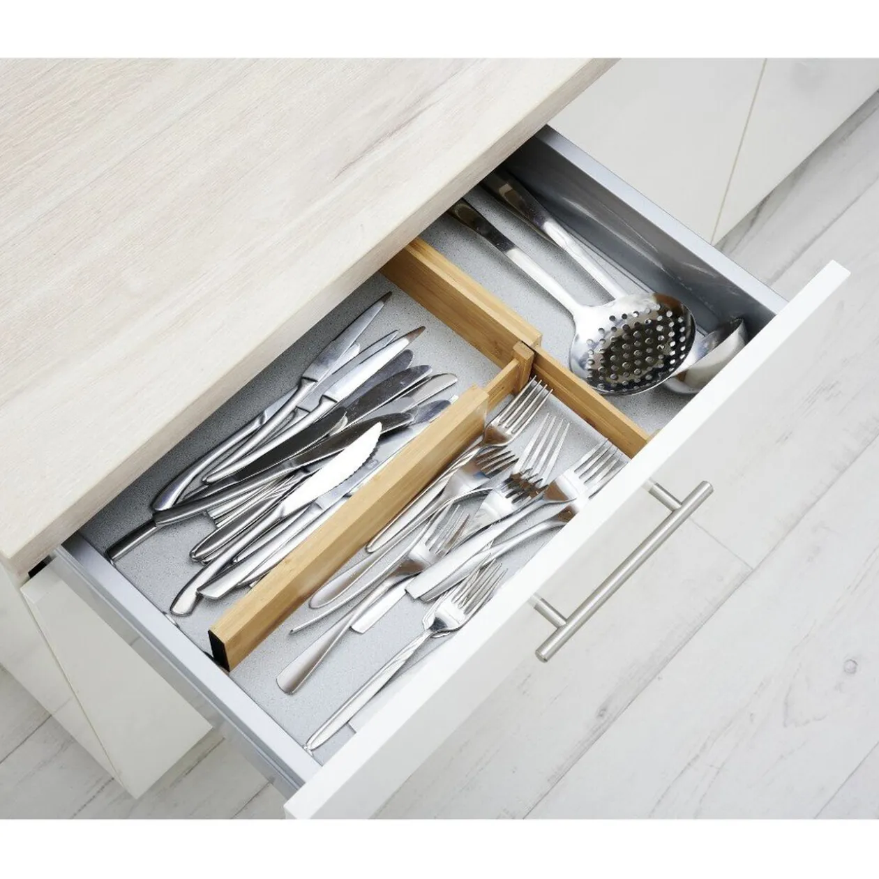 Séparateur extensible de tiroir bambou naturel x2