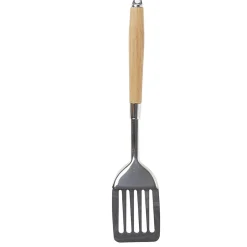 Spatule ajourée en inox avec manche en bois