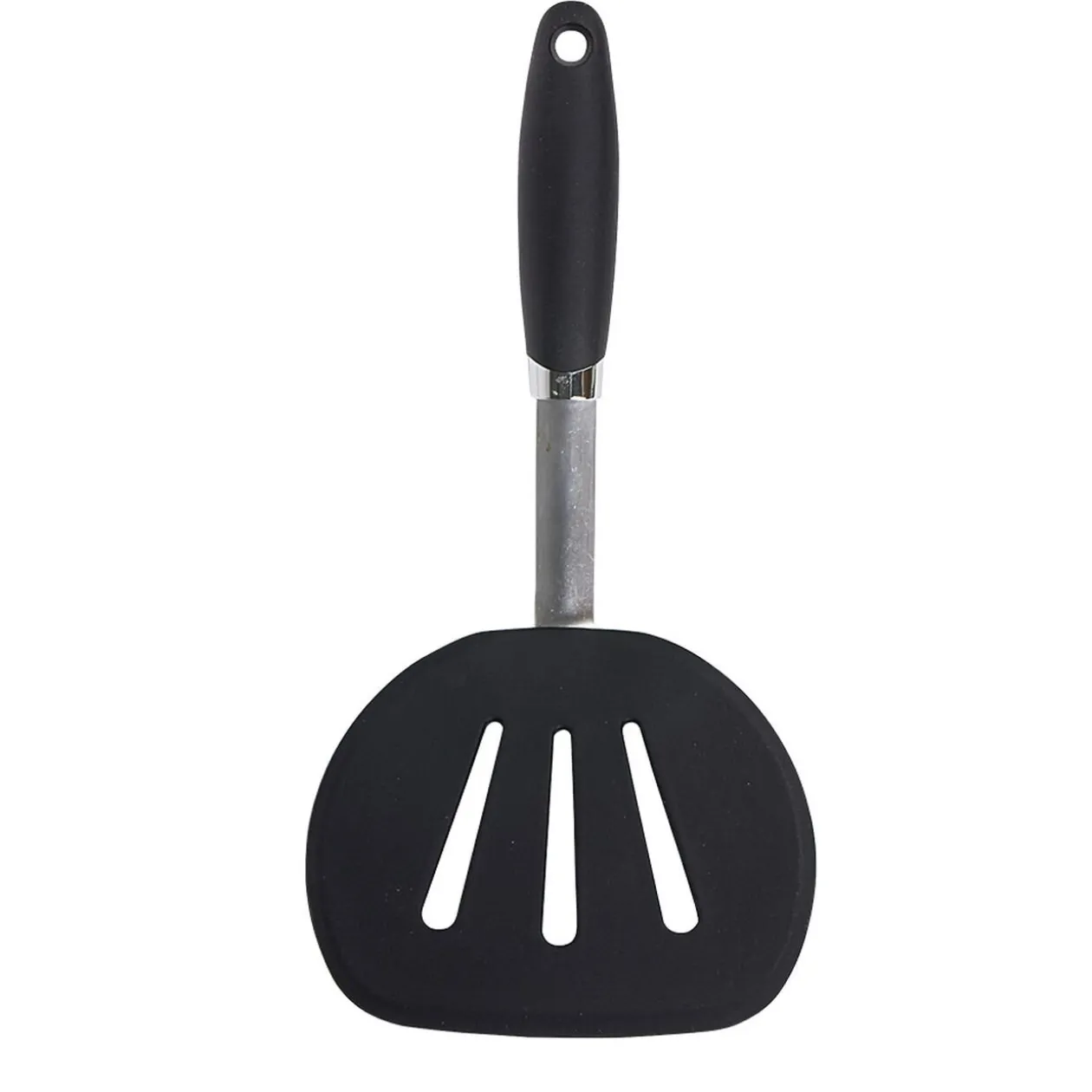 Spatule ajourée en inox et silicone noir