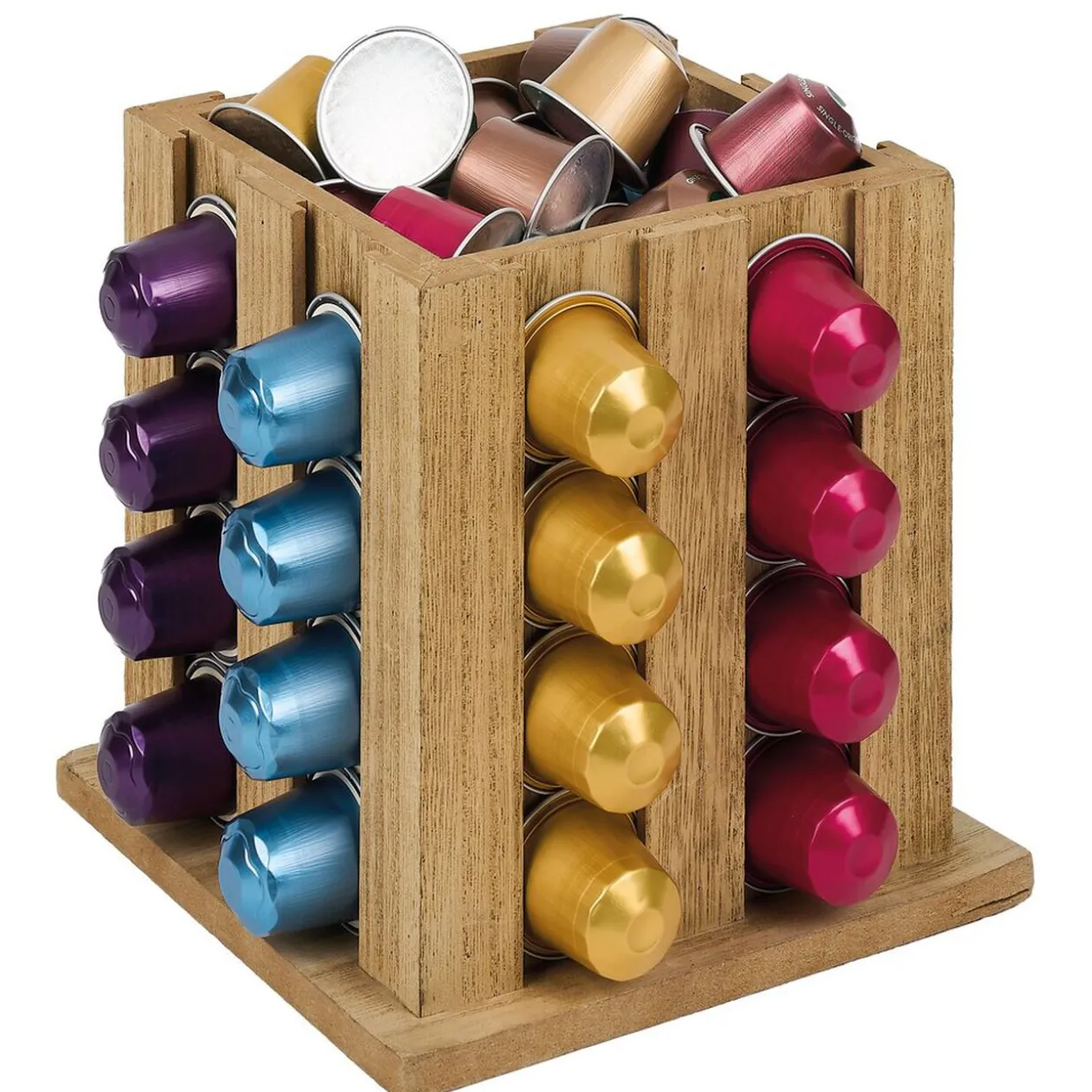 Support à capsules en bois 16x16x16cm