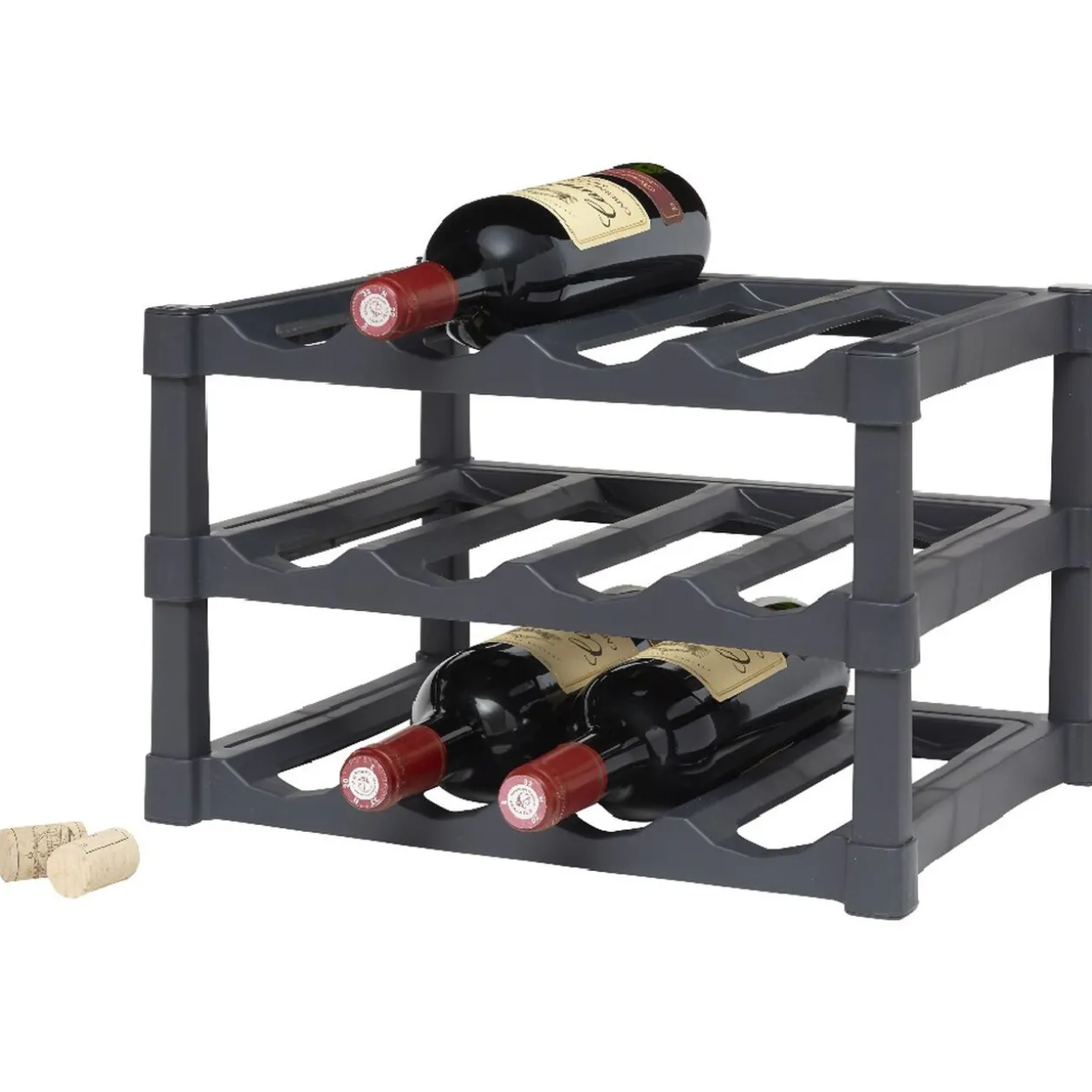 Support pour 12 bouteilles en plastique noir