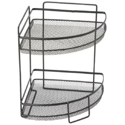 Étagère d'angle vintage métal noir 2 niveaux