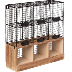 Étagère de cuisine 6 casiers pour épices noir naturel