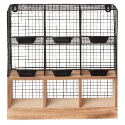 Étagère de cuisine 6 casiers pour épices noir naturel
