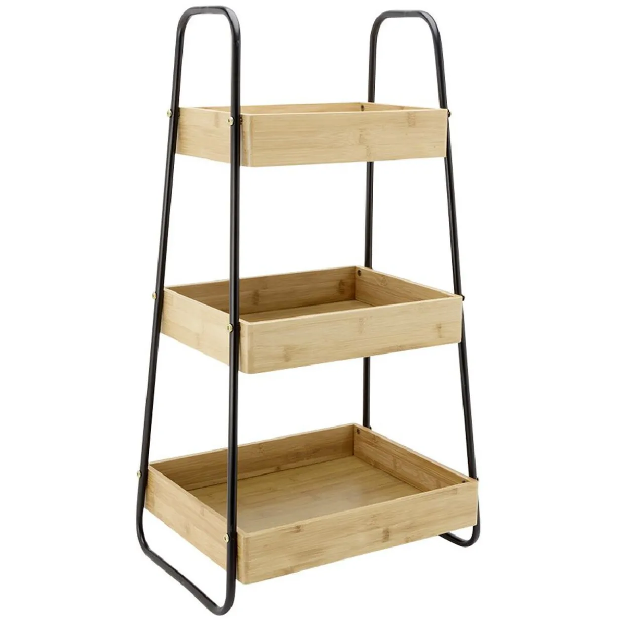 Étagère de cuisine 3 niveaux noir naturel