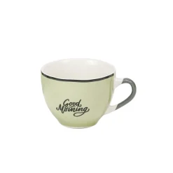 Tasse à café en porcelaine vert avec inscription "Good Morning" 22 cl