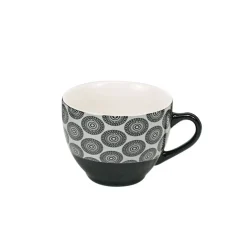 Tasse à café en porcelaine motif rosace noir blanc 22 cl