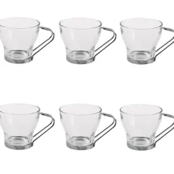Tasse à café en verre et métal x 6