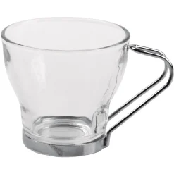 Tasse à café en verre et métal x 6