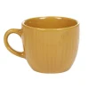 Tasse à expresso faïence jaune moutarde et rainures verticales relief